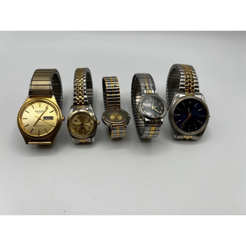 Vintage Watch Lot 5pc - Sharp, Sarah Coventry, Quartz Repair / Parts